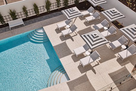 Poolside at Hotel Alba, Adelaide.