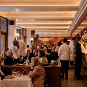 Cote Basque’s tiered dining room has serious pulling power.