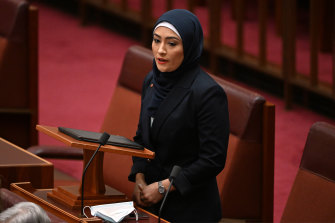Fatima Payman in the Senate chamber.