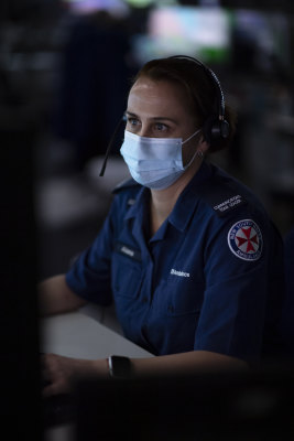 NSW Ambulance call taker Alana Heskey in the control room in Eveleigh that handles the state’s triple zero calls for help. 