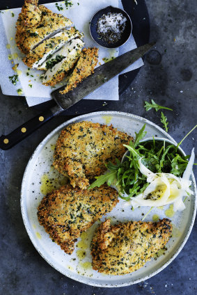 Neil Perry’s chicken Kiev with garlic butter. Or should that be chicken Kyiv?