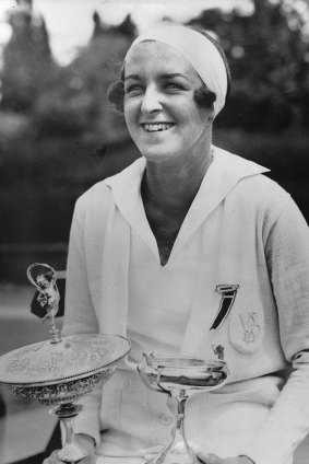 "It was in the lounge that the English girls caught sight of Joan Hartigan..." Joan Hartigan winner of the Australian Tennis Championships in 1933, 1934 and 1936.