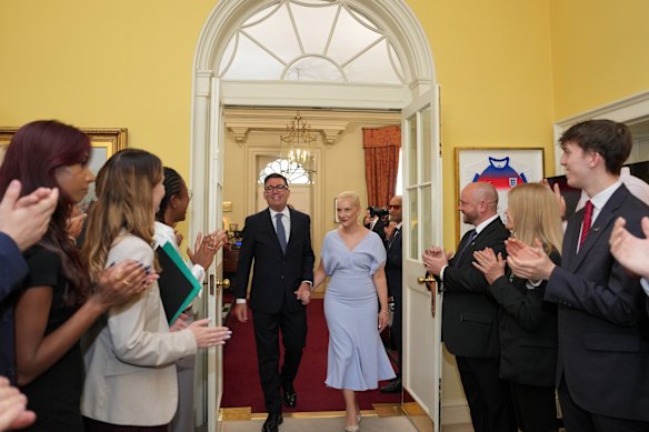 The couple were welcomed at the official residence by senior political staff and other advisors.