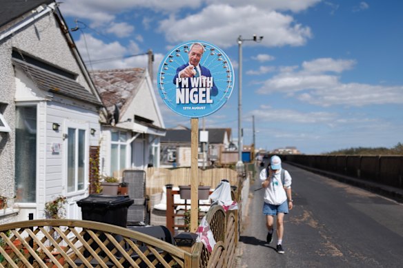 Placards for Reform UK in the front yards of homes in Jaywick.