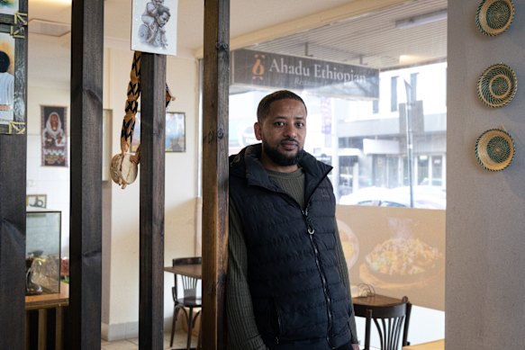 Benyam Mokoenen has witnessed violence near his Ahadu Ethiopian Restaurant on Hampshire Street.  
