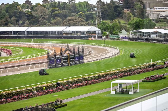 Staff get Flemington in top shape for Cup Day.