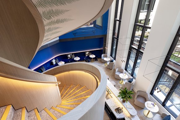 A escada em espiral é mais ornamental do que prática.