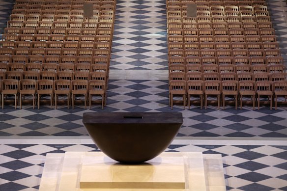 The Guillaume Bardet-designed altar; chairs by Ionna Vautrin.