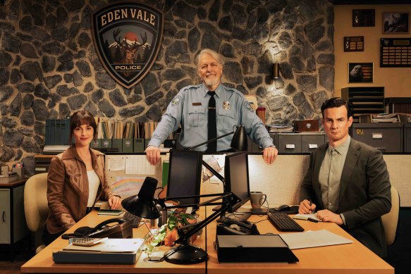 Leighton Meester, Clancy Brown and Luke Cook in Good Cop/Bad Cop.