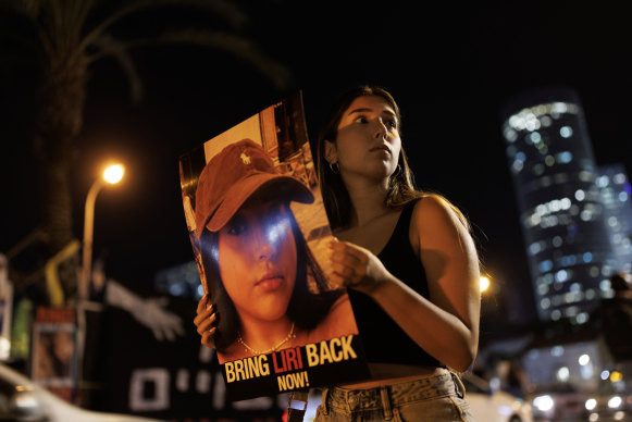 Friends and families of those taken hostage by Hamas gather to call for their return in Tel Aviv.