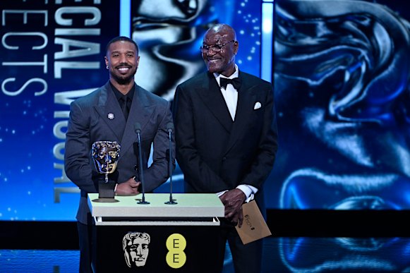 Michael B. Jordan (left) and Delroy Lindo on stage at the BAFTA awards on Sunday night.