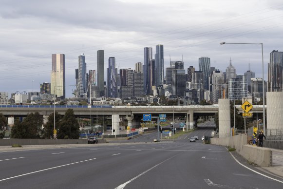 Inner-city apartment towers emptied during lockdown.