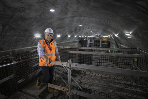 Transport Minister Andrew Constance at the Barangaroo station site.