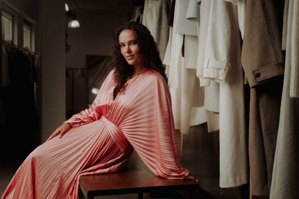 The Knightcote maxi dress ($595) from Acler’s Ramadan capsule collection modelled by Aroha Atkinson in Sydney.