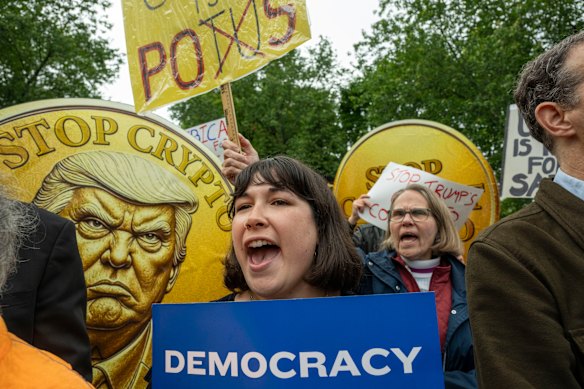 More than 100 protesters descended on the Trump National Golf Club. 