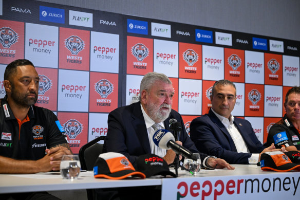 Wests Tigers coach Benji Marshall and CEO Shane Richardson.