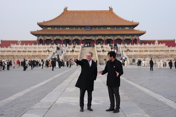 British PM Keir Starmer at Beijing’s Forbidden City, with tour guide, in January.