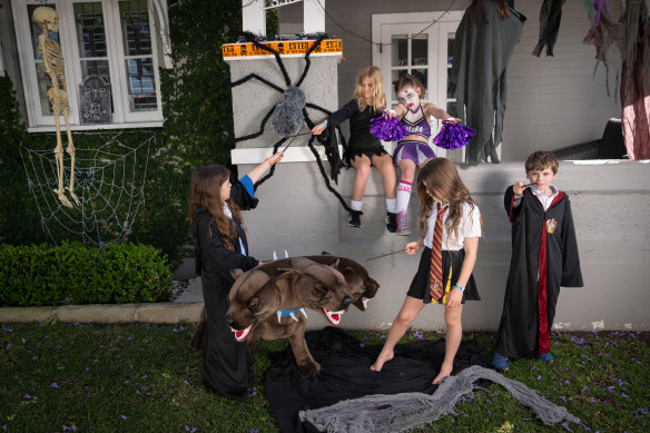 Local children in Drummoyne get into the Halloween spirit. 