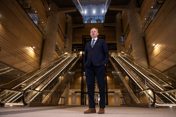“Metro Man”: Rodd Staples, who is widely regarded as the main architect of Sydney’s metro rail network, at the new Martin Place station.