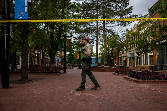 Police cordon off Pearl Street following an incident that the FBI is investigating as an act of terror.