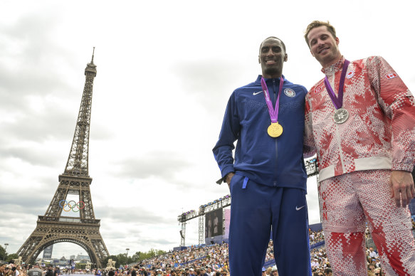 American Erik Kynard and Derek Drouin were originally awarded silver and bronze at the 2012 London Olympics, but were both upgraded after Russia’s Ivan Ukhov was stripped of the gold for a doping violation.