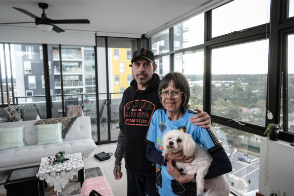 Jennifer Porter and her son Danny Sullivan at the Bigge Street housing block.