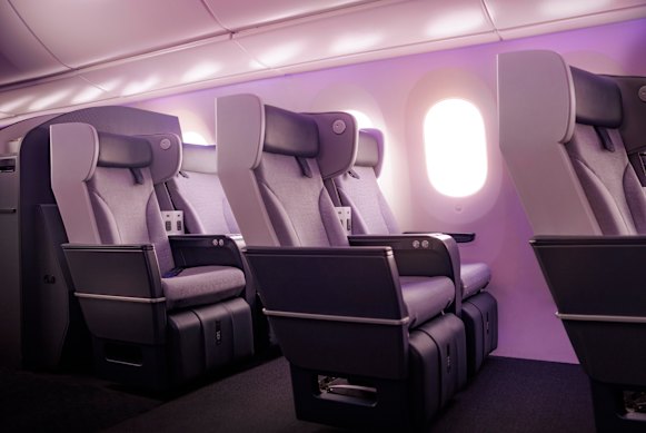 New premium economy seats with the 787 cabin revamp. The seats include head wings for privacy; they also house  a reading light.
