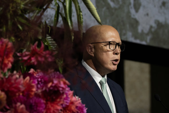 Opposition Leader Peter Dutton speaks on Wednesday.