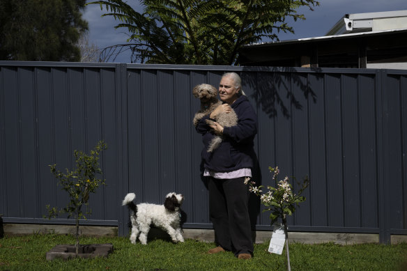 Former midwife Karen Buckley suffers from PTSD. She surrounds  herself with her support dogs.