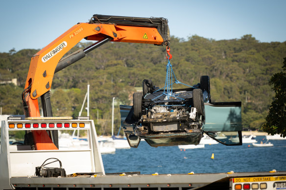 The car had to be removed by a crane from Balmoral Beach.