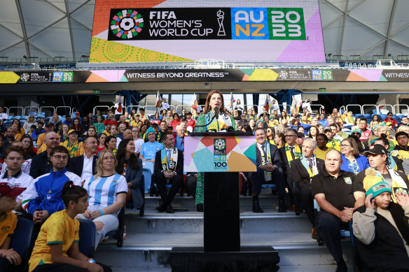Federal Minister for Sport Anika Wells at the FIFA Women’s World Cup event at Sydney Football Stadium on Tuesday.