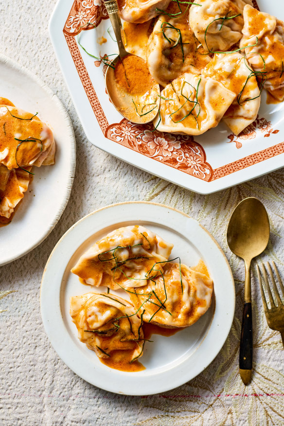 Foie gras shavings are a marvellous topping for this dumpling.