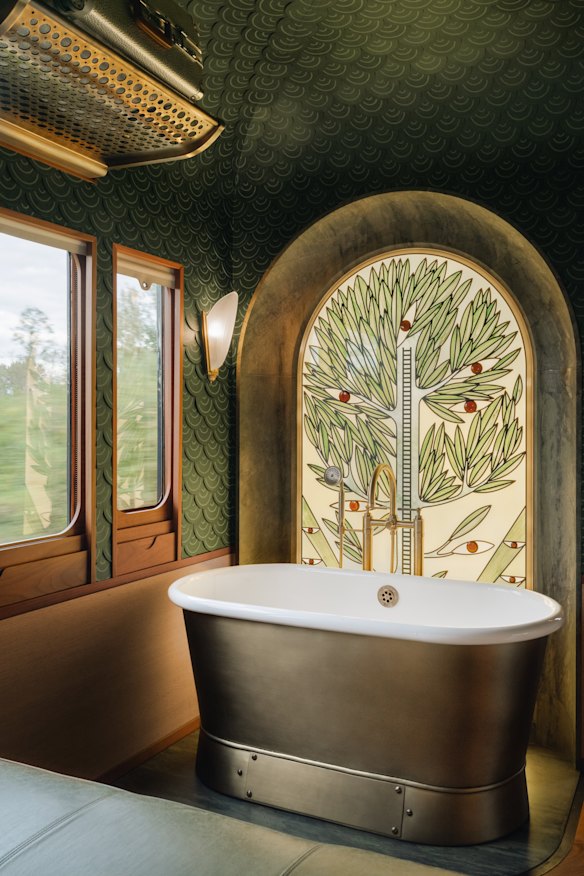 The L’Observatoire sleeper carriage’s luxury bathroom.