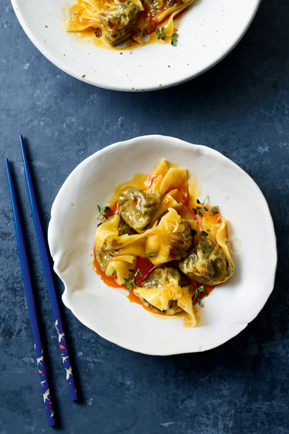 The mushroom stuffing works perfectly with a firm cheese such as a good cheddar, or firm beancurd.