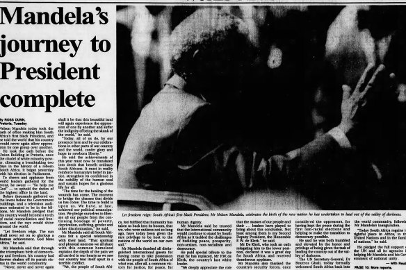Extract of The Age from May 11, 1994.