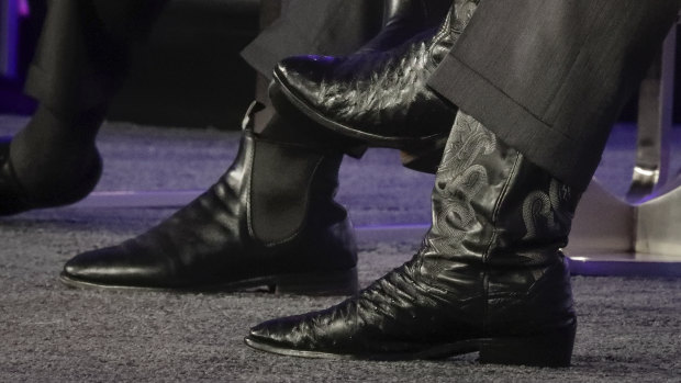 The RM Williams boots of Prime Minister Malcolm Turnbull and the boots of Brian Sandoval.