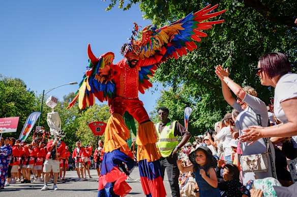Colombia Dance Au at the Moomba festival parade in Kings Domain.