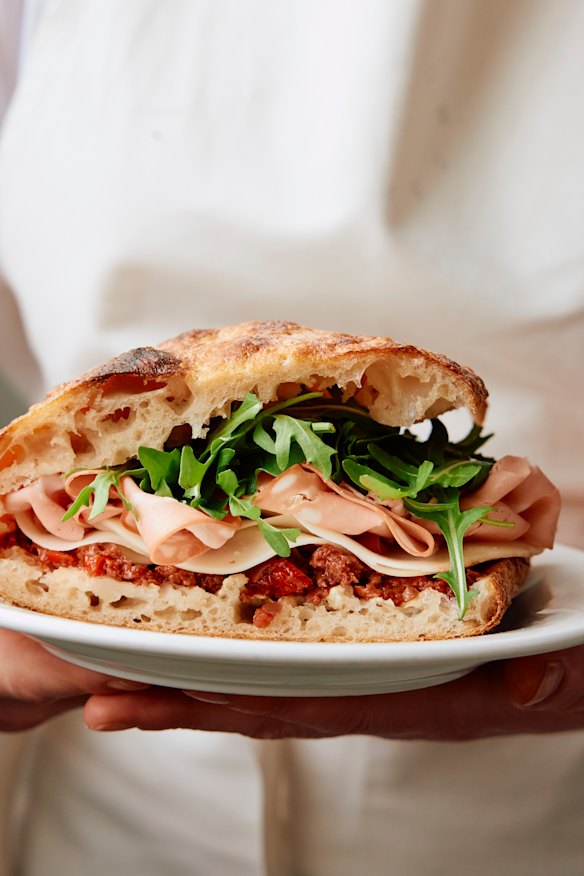 Mortadella sandwich.