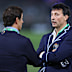 Blues icon Andrew Johns chats to Laurie Daley (right).