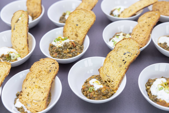 Lentil dhal, one of the vegetarian options available at the Olympic Village.

