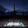 The Eiffel Tower stadium as the Australians played,