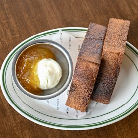 Rye with whipped ricotta and yuzu.