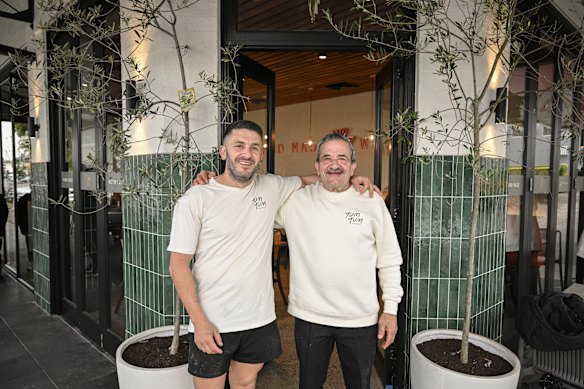 Yum Yum Bakery owner Najib Haddad with father and founder Toufic Haddad at the new venue in Concord.
