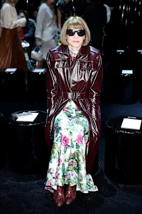 Anna Wintour at the Ferrari fashion show during Milan Fashion Week  2024.
