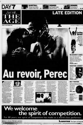 The Age's coverage of Perec's departure during the Sydney Olympics