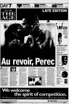 The Age's coverage of Perec's departure during the Sydney Olympics