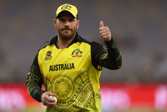 Aaron Finch struggled to connect bat and ball in Perth on Tuesday.