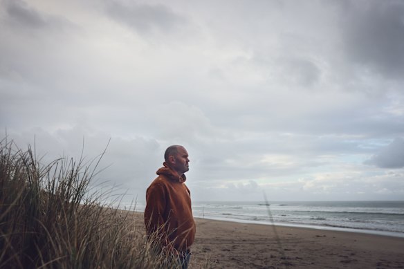 Zac Jeffries on the beach near his farm. 