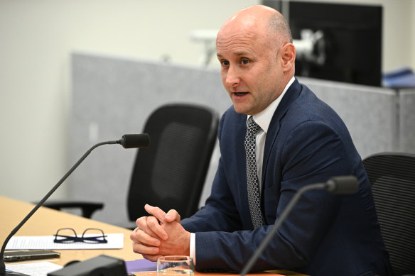Department of Premier and Cabinet secretary Jeremi Moule addressing the upper house inquiry on Monday.