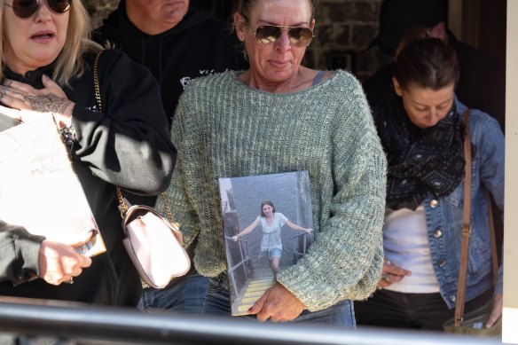 The family of Lily Van De Putte, who died in the crash, arrive at court on Thursday.